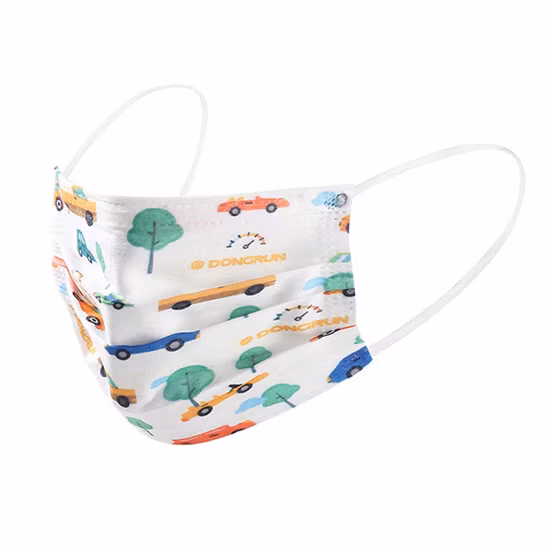 Masque protecteur jetable pour enfants, type contour d'oreille avec impression